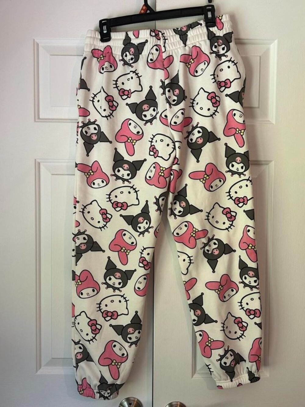 Hello Kitty and Friends Sanrio Sweatpants with repeating Hello Kitty and Kuromi